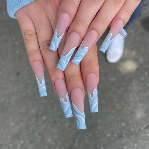 Blue Coffin Nails